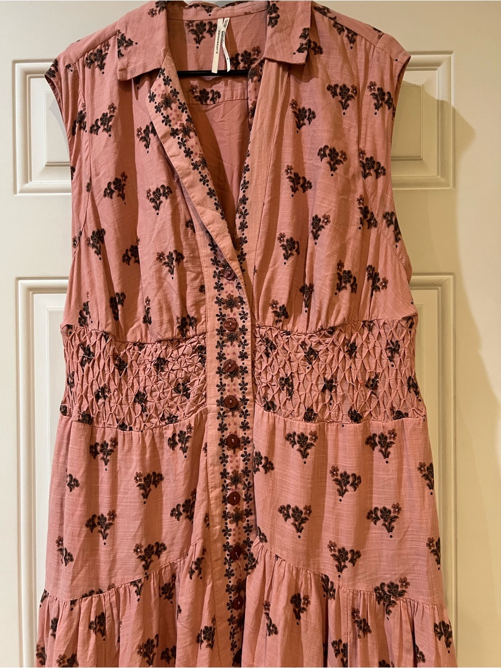 Anthropologie Dusty Pink Floral Maxi Dress with Smocked Waist Size 1X - Picture 5 of 6
